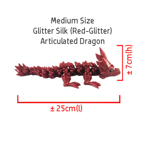 Medium Articulated Dragon (Red-Glitter)
