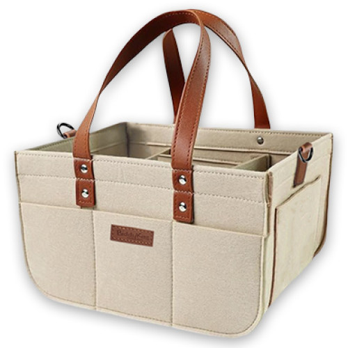 Rounded Beige Felt Nappy Caddy