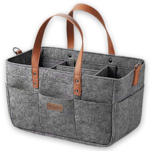 Rounded Dark Grey Felt Nappy Caddy