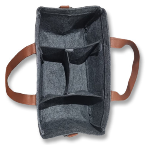 Rounded Dark Grey Felt Nappy Caddy