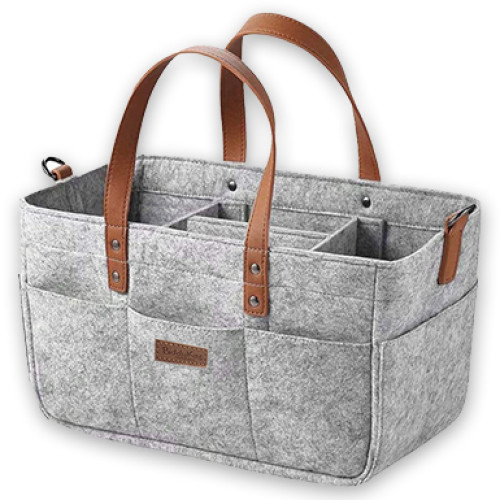 Rounded Lt Grey Felt Nappy Caddy