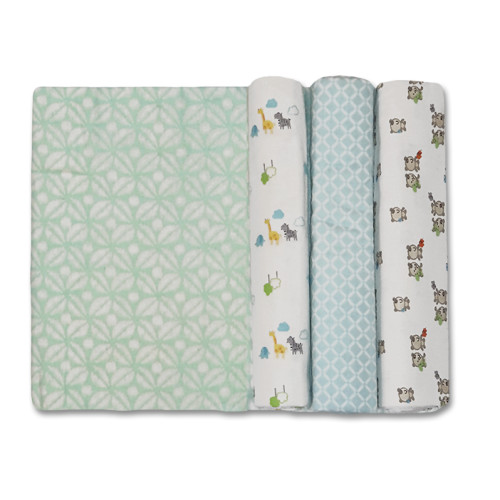 Size (L) Aqua Teddies Zebra Giraffe Blanket Set