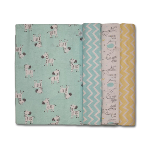 Size (L) Green Zebras & Ellies Blanket Set