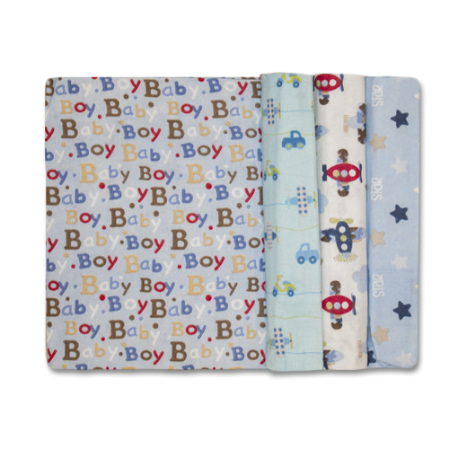 Size (L) Baby Boy with Cars Blanket Set