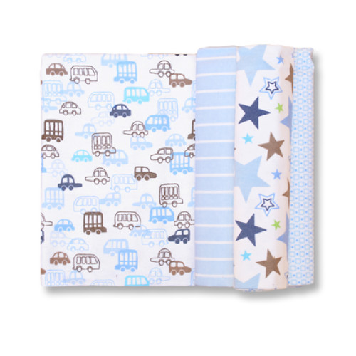 Size (L) Blue Cars & Stars Blanket Set