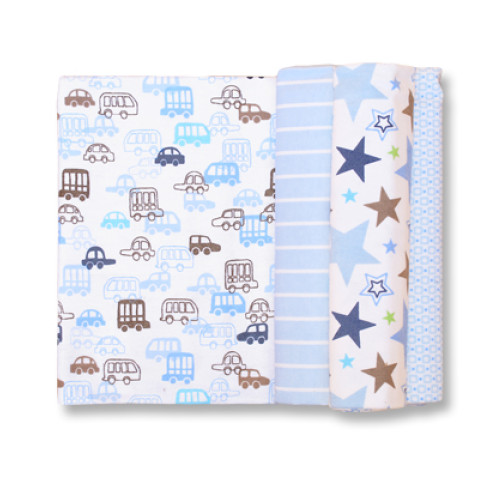 Size (L) Blue Cars & Stars Blanket Set