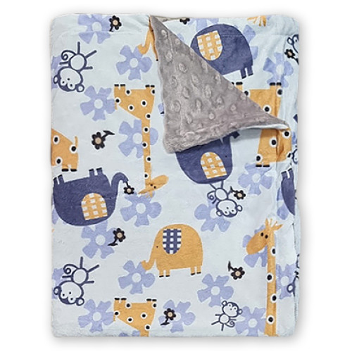 Bubble Fleece Blanket - Blue Ellies Yellow Giraffe