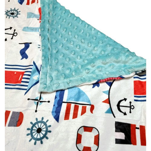 Bubble Fleece Blanket - Red Blue Boats