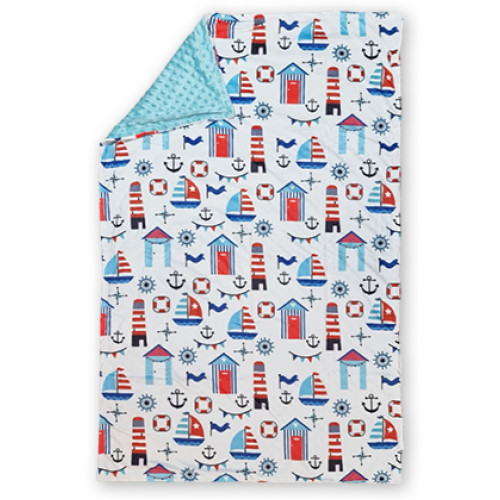 Bubble Fleece Blanket - Red Blue Boats