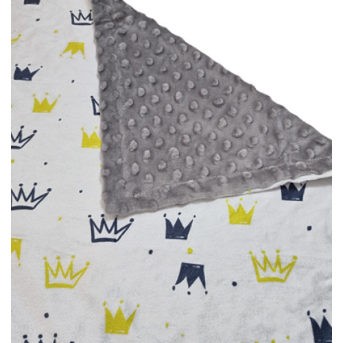Bubble Fleece Blanket - Navy Yellow Crowns