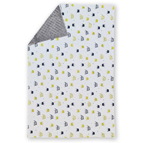 Bubble Fleece Blanket - Navy Yellow Crowns