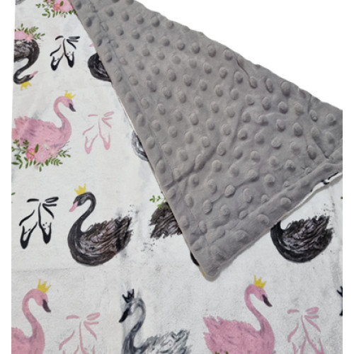 Bubble Fleece Blanket - Pink & Black Swans