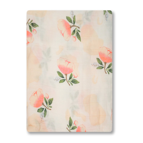 BBM005 Pink Roses Bamboo Muslin Blanket