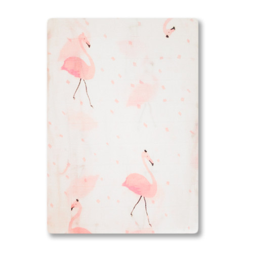 BBM006 Pink Flamingos Bamboo Muslin Blanket