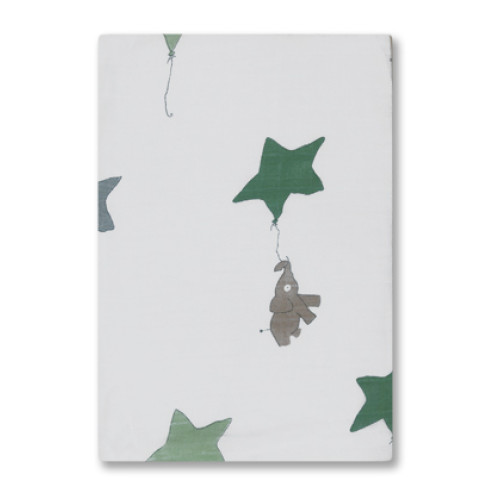 BBM011 Ellies with Grey & Green Star Bamboo Muslin Blanket