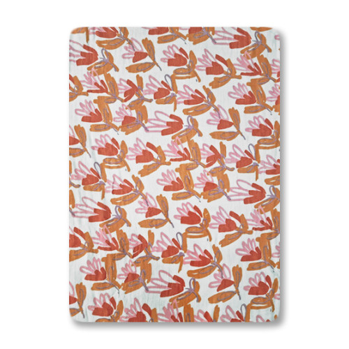 BBM309 Red-Orange Floral Bamboo Muslin (120x110)