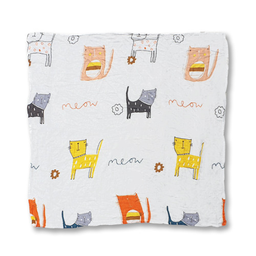 BBM101 Large Cat Sketch Bamboo Muslin (110x110)