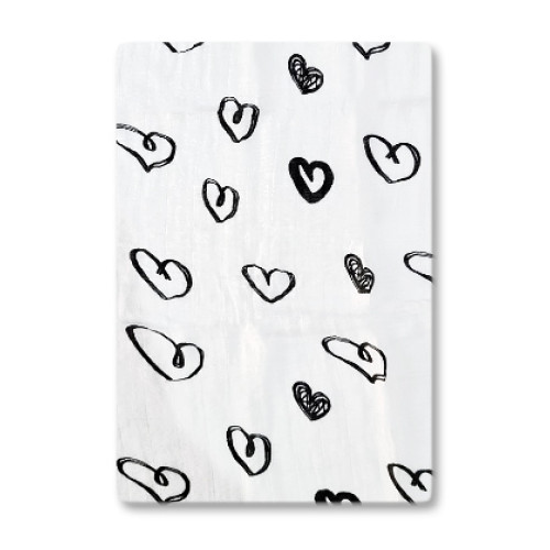 BBM308 White Black Hearts Bamboo Muslin (120x110)
