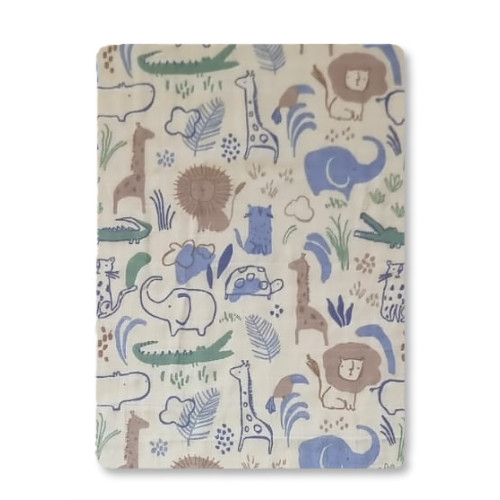CM606 Beige Safari Animals Cotton Muslin (120x110)