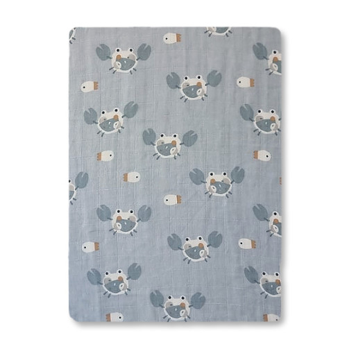 CM607 Blue Crabs & Fish Cotton Muslin (120x110)