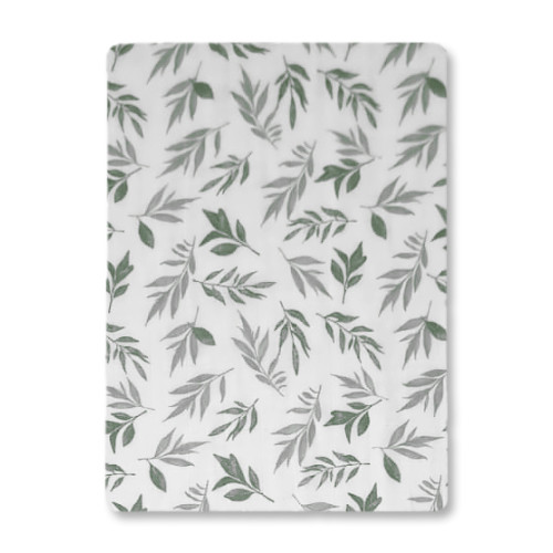 CM609 Green Grey Leaves Cotton Muslin (120x110)