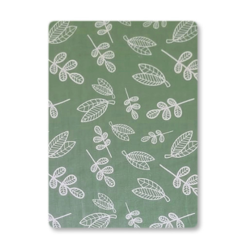 CM610 Olive Green Leaves Cotton Muslin (120x110)