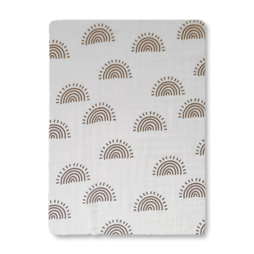 CM613 White Brown Suns Cotton Muslin (120x110)