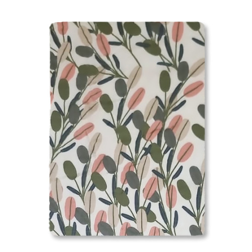 CM614 White Green Pink Leaves Cotton Muslin (120x110)