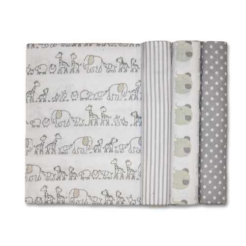 Size (L) Neutral Grey Ellies Giraffes Blanket Set
