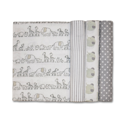 Size (L) Neutral Grey Ellies Giraffes Blanket Set