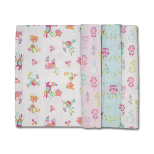 Size (L) Pink Aqua Birds Blanket Set