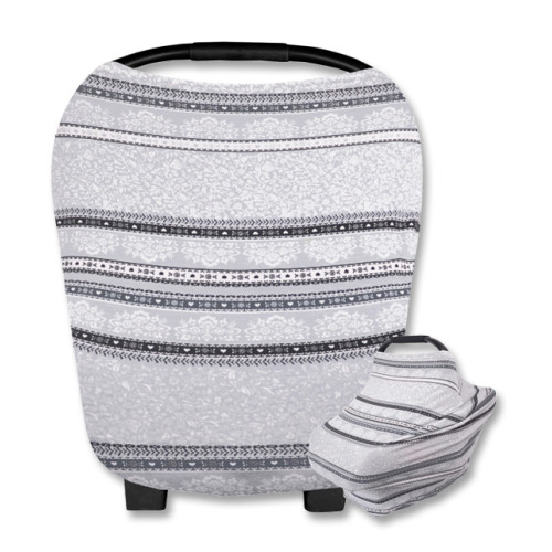 CC017 Grey Floral Dark Stripe Carrier Cover