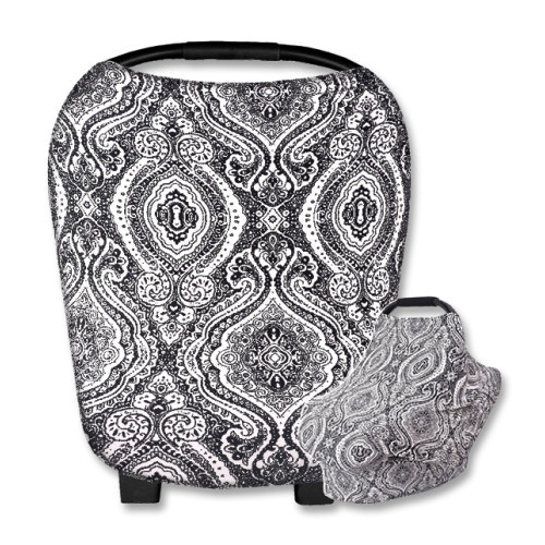 CC018 White Black Large Paisley Print Carrier Cover