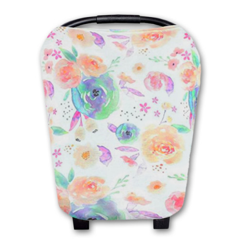 CC027 White Watercolor Floral Carrier Cover