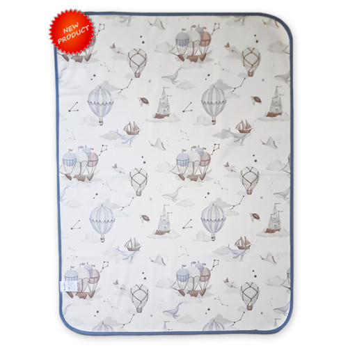 Bed Protector: Blue Ships & Hot Air Balloons