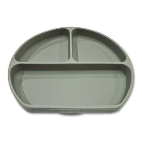 3 Division Silicone Suction Plate: Green Grey