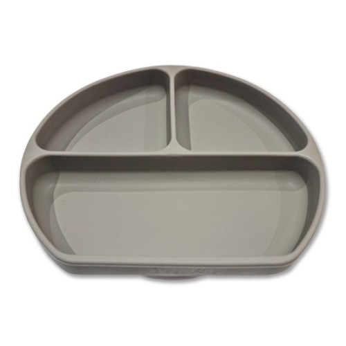 3 Division Silicone Suction Plate: Taupe Grey