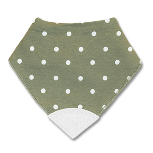 Grey With White Polka Dot Teether Bib