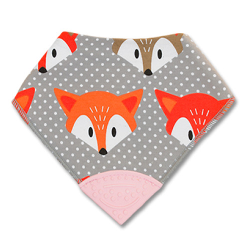 Orange & Grey Foxes Teether Bib