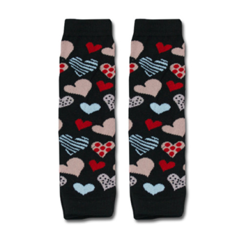 LW009 Black with Hearts Leg Warmers
