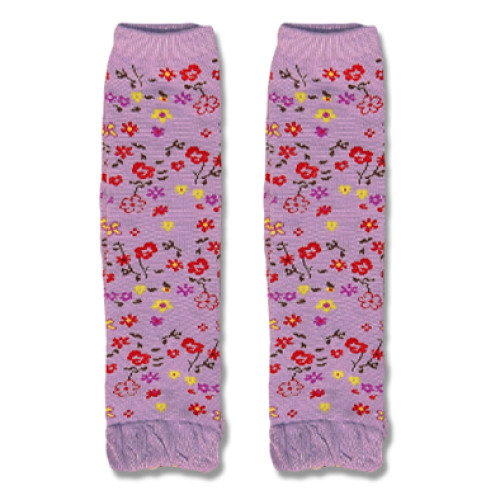 LW030 Purple with Red Yellow Flowers Leg Warmers