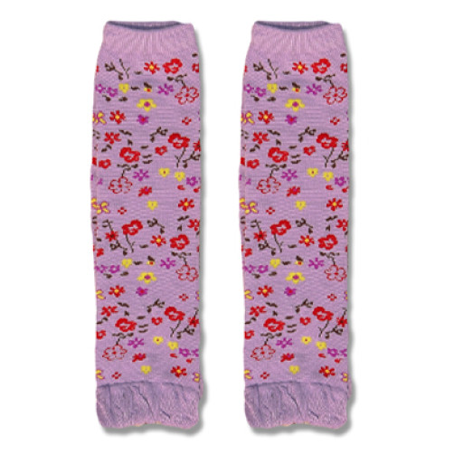 LW030 Purple with Red Yellow Flowers Leg Warmers