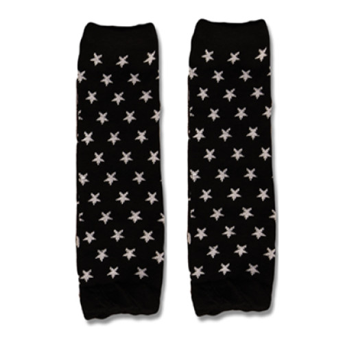 LW035 Black Small White Stars Leg Warmers