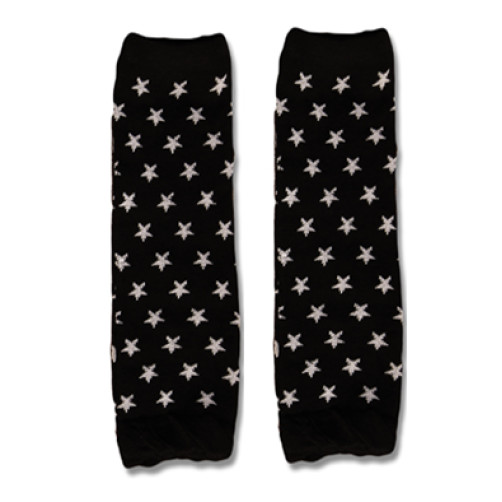LW035 Black Small White Stars Leg Warmers