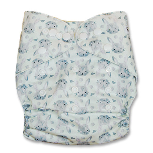 F153 Cream Grey Bunnies Pink Ears Ai1