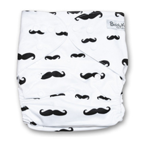 CH114 White with Black Moustaches Charcoal Pocket