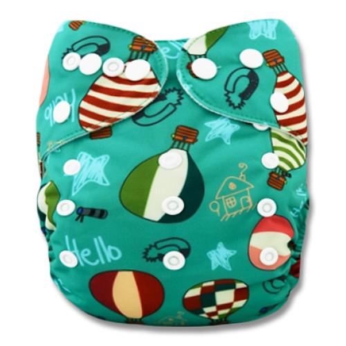 PC017 Green Hot Air Balloons PUL Cover