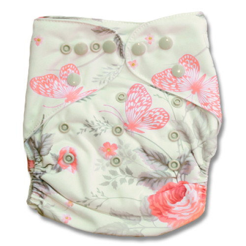 PC033 Cream Butterflies & Flowers PUL Cover