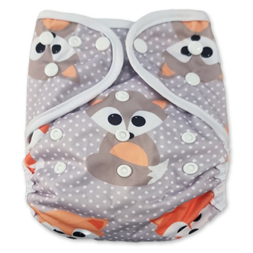 SE Grey Orange Baby Foxes PUL Cover