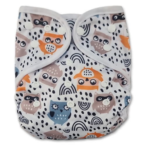 SE White Blue Yellow Owls PUL Cover